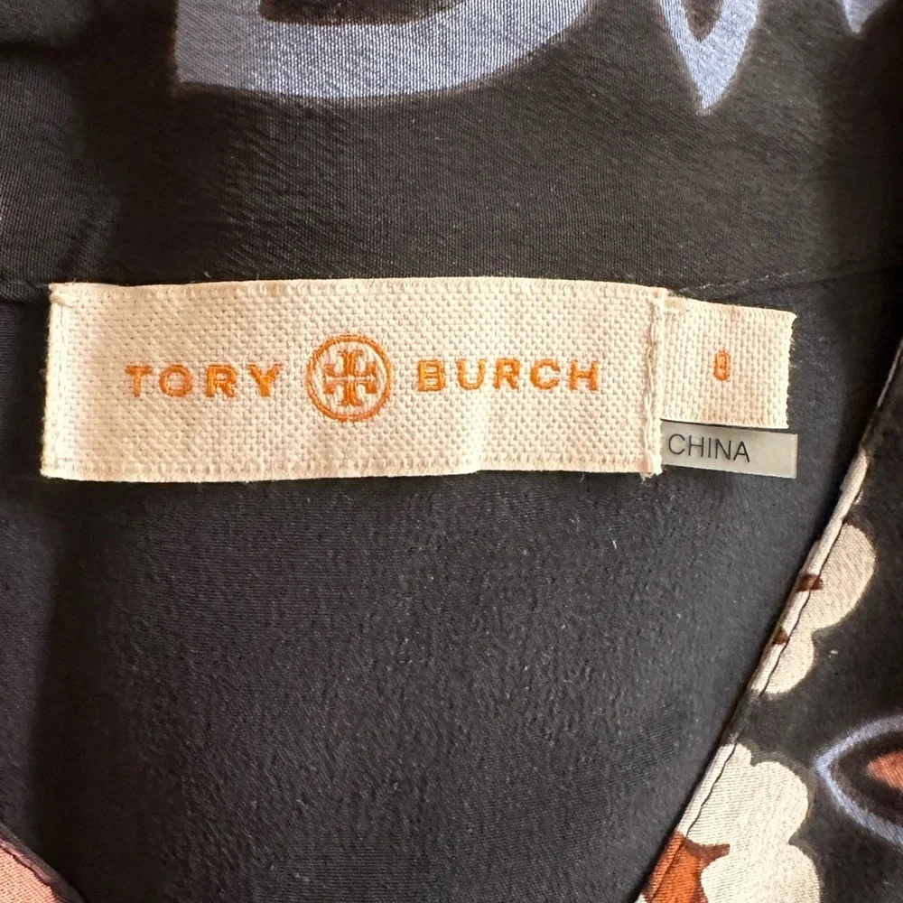 TORY BURCH Floral Jane Black Hopewell Bohemian Shirtdress